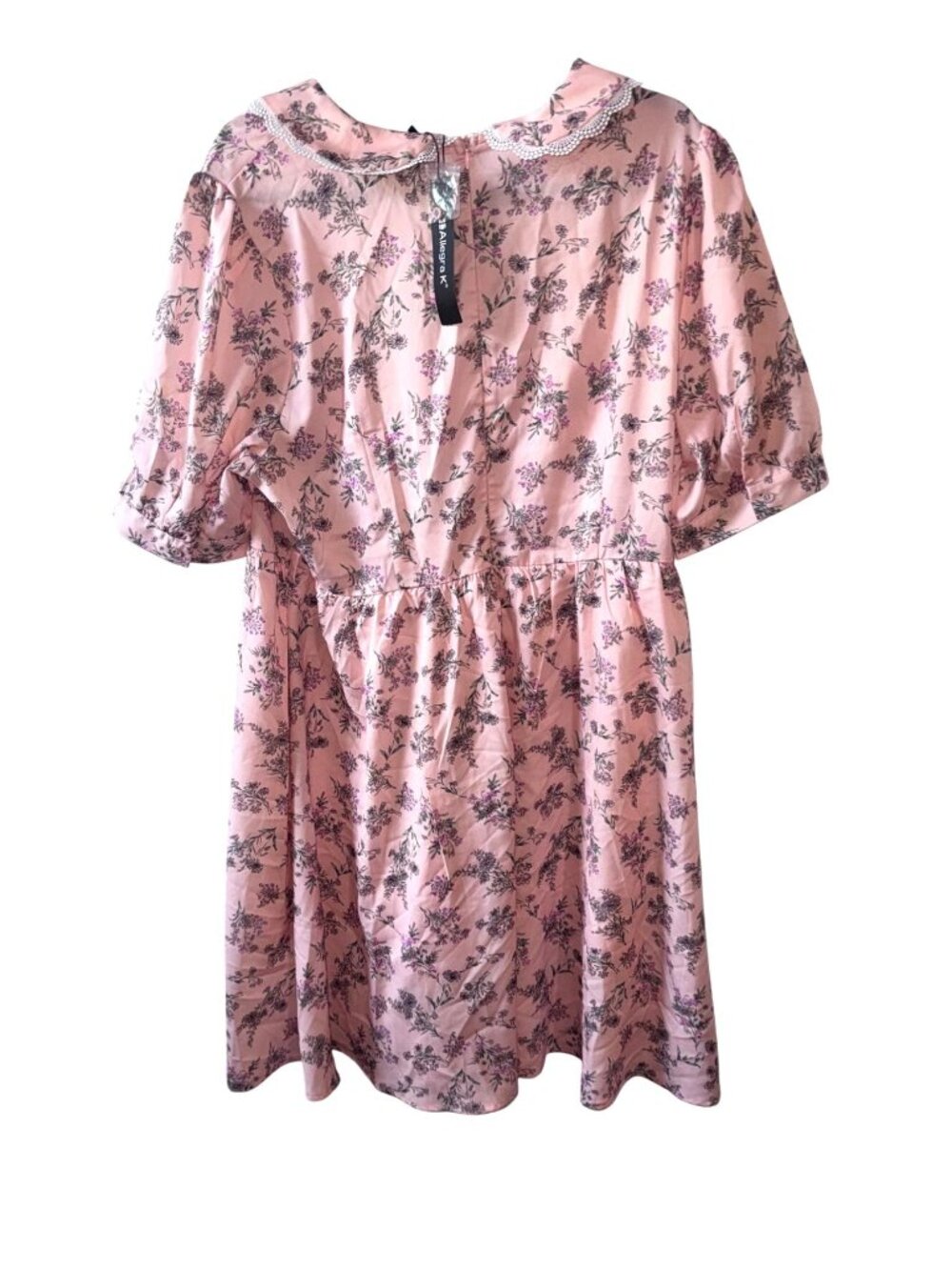 Allegra K Womens Floral Lace Collar Pink Midi Dress XL - Picture 4 of 6